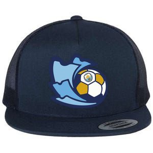 Cool Man City Soccer Ball Flat Bill Trucker Hat