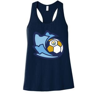 Cool Man City Soccer Ball Women's Racerback Tank