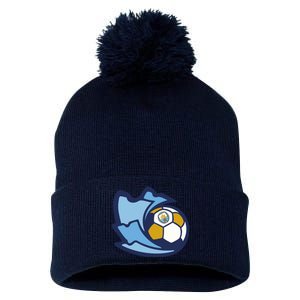 Cool Man City Soccer Ball Pom Pom 12in Knit Beanie