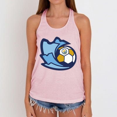 Cool Man City Soccer Ball Women's Knotted Racerback Tank