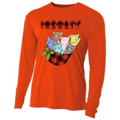 Cat Meowy Checkered Cute Meh Cat Lover Gift Cooling Performance Long Sleeve Crew