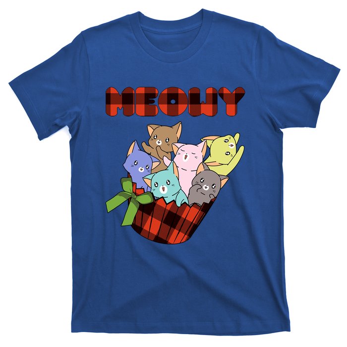 Cat Meowy Checkered Cute Meh Cat Lover Gift T-Shirt