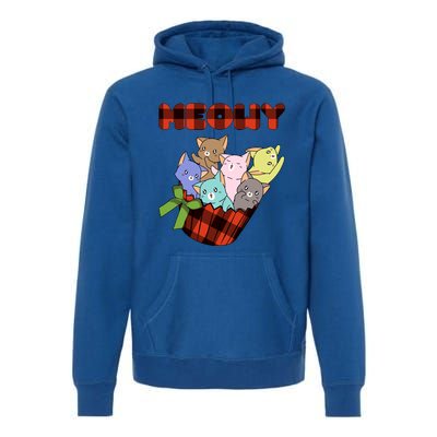 Cat Meowy Checkered Cute Meh Cat Lover Gift Premium Hoodie