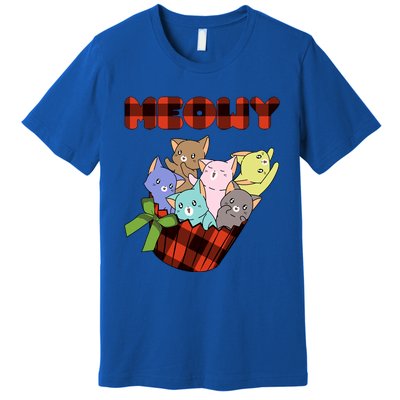 Cat Meowy Checkered Cute Meh Cat Lover Gift Premium T-Shirt