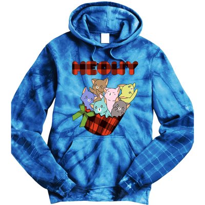 Cat Meowy Checkered Cute Meh Cat Lover Gift Tie Dye Hoodie