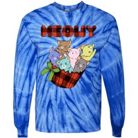 Cat Meowy Checkered Cute Meh Cat Lover Gift Tie-Dye Long Sleeve Shirt