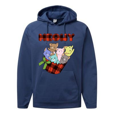 Cat Meowy Checkered Cute Meh Cat Lover Gift Performance Fleece Hoodie