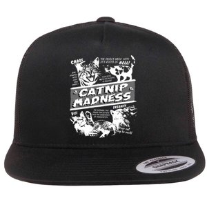 Catnip Madness Cute Kitten Cat Lover Gift For Cat Owners Flat Bill Trucker Hat