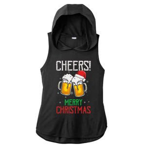 Cheers! Merry Christmas Beer Christmas Present Ladies PosiCharge Tri-Blend Wicking Draft Hoodie Tank