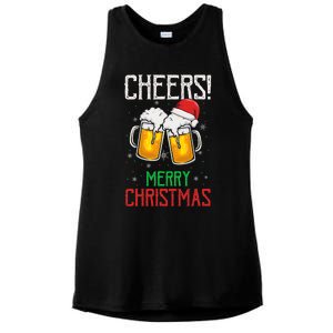 Cheers! Merry Christmas Beer Christmas Present Ladies PosiCharge Tri-Blend Wicking Tank