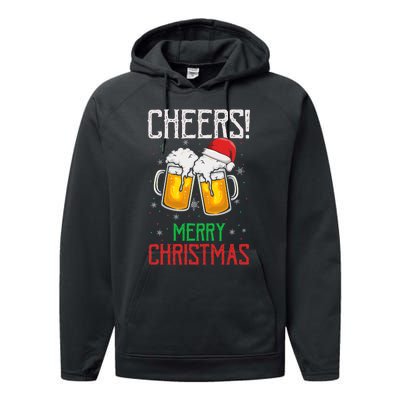 Cheers! Merry Christmas Beer Christmas Present Performance Fleece Hoodie