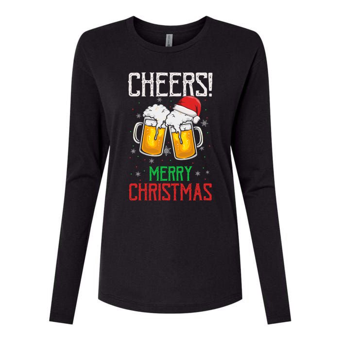 Cheers! Merry Christmas Beer Christmas Present Womens Cotton Relaxed Long Sleeve T-Shirt