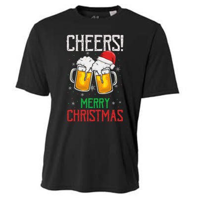 Cheers! Merry Christmas Beer Christmas Present Cooling Performance Crew T-Shirt