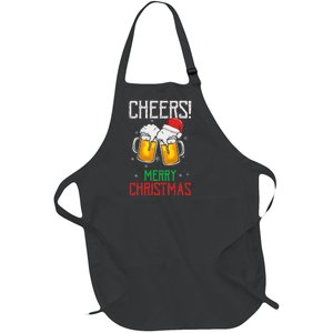 Cheers! Merry Christmas Beer Christmas Present Full-Length Apron With Pockets