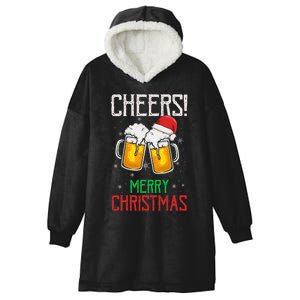 Cheers! Merry Christmas Beer Christmas Present Hooded Wearable Blanket