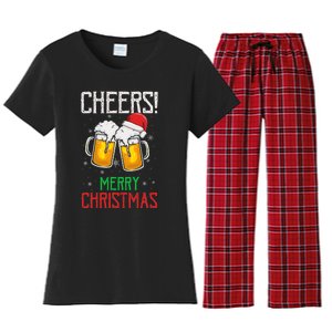 Cheers! Merry Christmas Beer Christmas Present Women's Flannel Pajama Set