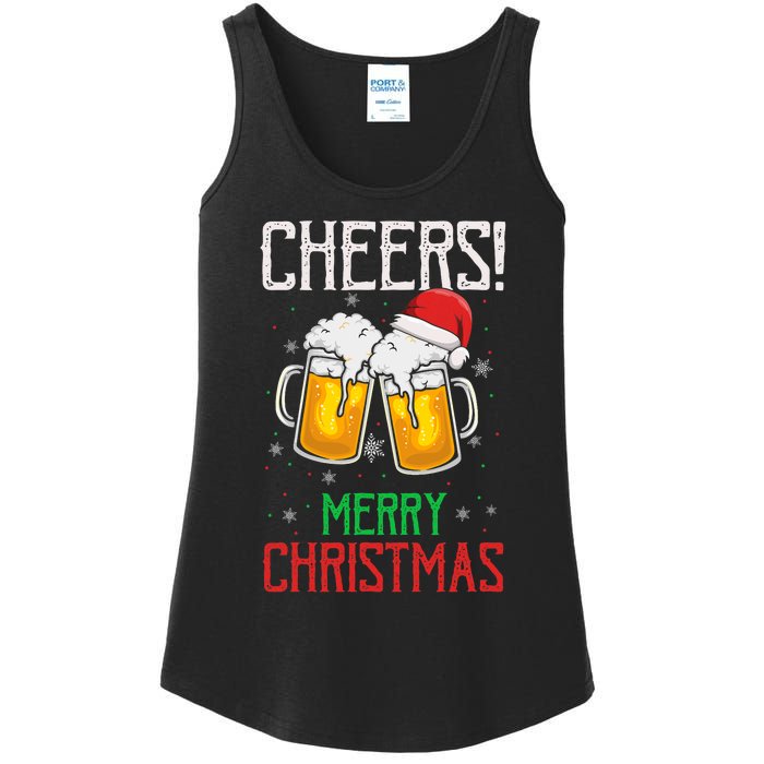 Cheers! Merry Christmas Beer Christmas Present Ladies Essential Tank