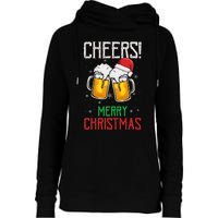 Cheers! Merry Christmas Beer Christmas Present Womens Funnel Neck Pullover Hood