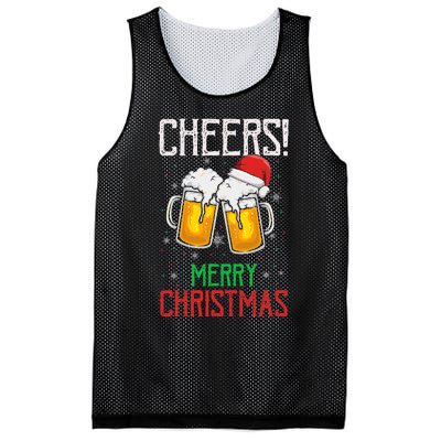 Cheers! Merry Christmas Beer Christmas Present Mesh Reversible Basketball Jersey Tank