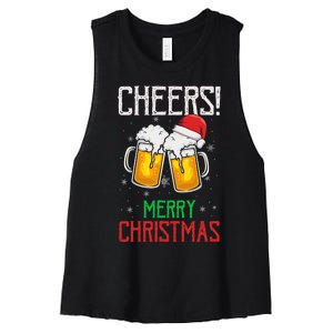 Cheers! Merry Christmas Beer Christmas Present Women's Racerback Cropped Tank