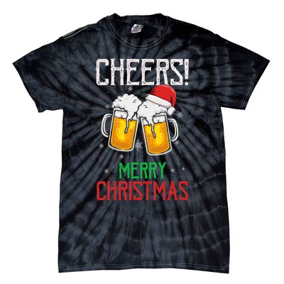 Cheers! Merry Christmas Beer Christmas Present Tie-Dye T-Shirt