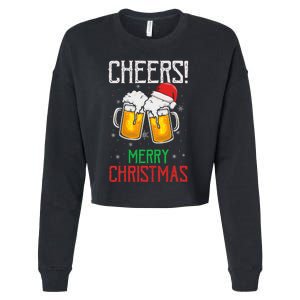 Cheers! Merry Christmas Beer Christmas Present Cropped Pullover Crew