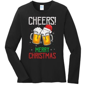 Cheers! Merry Christmas Beer Christmas Present Ladies Long Sleeve Shirt