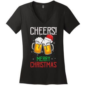 Cheers! Merry Christmas Beer Christmas Present Women's V-Neck T-Shirt