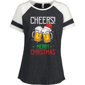 Cheers! Merry Christmas Beer Christmas Present Enza Ladies Jersey Colorblock Tee