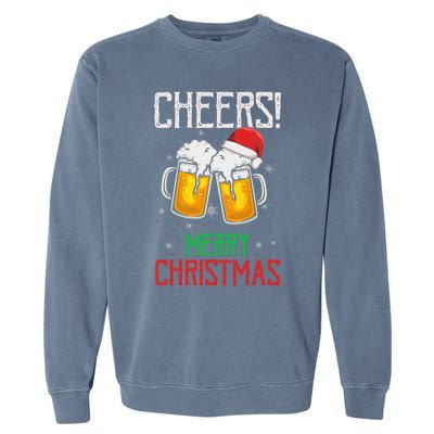 Cheers! Merry Christmas Beer Christmas Present Garment-Dyed Sweatshirt