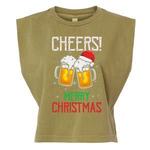 Cheers! Merry Christmas Beer Christmas Present Garment-Dyed Women's Muscle Tee