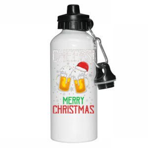 Cheers! Merry Christmas Beer Christmas Present Aluminum Water Bottle