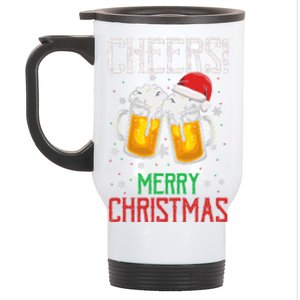 Cheers! Merry Christmas Beer Christmas Present Stainless Steel Travel Mug