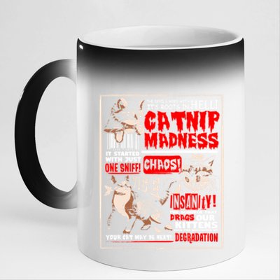 Catnip Madness Cute Kitten Cat Lover Gift For Cat Owners 11oz Black Color Changing Mug