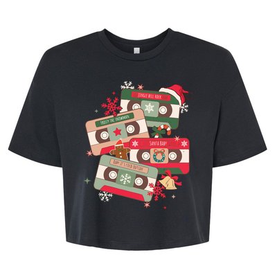 Christmas Music Cassette Tapes Christmas Bella+Canvas Jersey Crop Tee