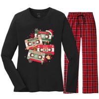 Christmas Music Cassette Tapes Christmas Women's Long Sleeve Flannel Pajama Set 