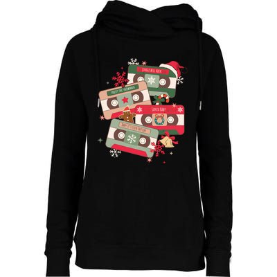 Christmas Music Cassette Tapes Christmas Womens Funnel Neck Pullover Hood