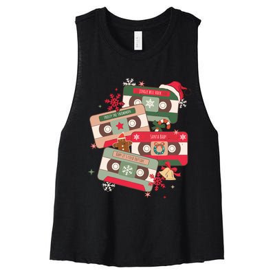 Christmas Music Cassette Tapes Christmas Women's Racerback Cropped Tank