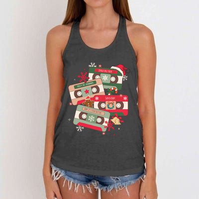 Christmas Music Cassette Tapes Christmas Women's Knotted Racerback Tank