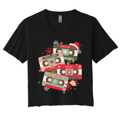 Christmas Music Cassette Tapes Christmas Women's Crop Top Tee