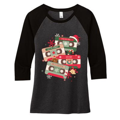 Christmas Music Cassette Tapes Christmas Women's Tri-Blend 3/4-Sleeve Raglan Shirt