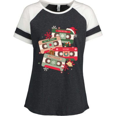 Christmas Music Cassette Tapes Christmas Enza Ladies Jersey Colorblock Tee