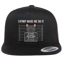 Cat Mugshot Catnip Made Me Do It Funny Furrypants Flat Bill Trucker Hat