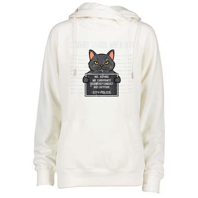 Cat Mugshot Catnip Made Me Do It Funny Furrypants Womens Funnel Neck Pullover Hood