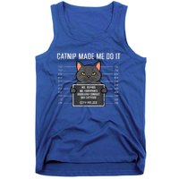 Cat Mugshot Catnip Made Me Do It Funny Furrypants Tank Top