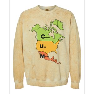 Cum Map Canada Usa And Mexico Colorblast Crewneck Sweatshirt