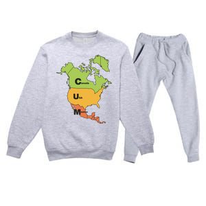 Cum Map Canada Usa And Mexico Premium Crewneck Sweatsuit Set