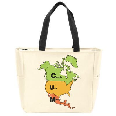 Cum Map Canada Usa And Mexico Zip Tote Bag
