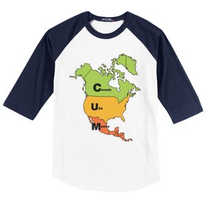 Cum Map Canada Usa And Mexico Baseball Sleeve Shirt