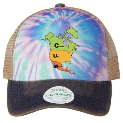 Cum Map Canada Usa And Mexico Legacy Tie Dye Trucker Hat